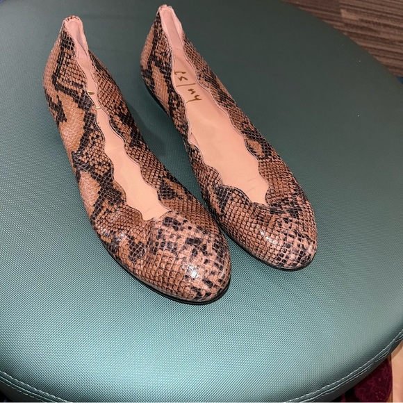 Fs/ny Spain leather snake print leather ballet flats 11 french sole - Picture 2 of 5